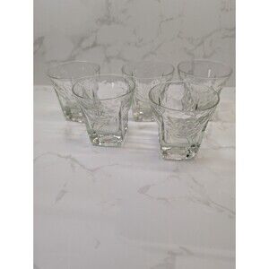Libbey St. Regis Rocks Glasses — Set of 5  Clear Heavy Base Double Old Fashioned
